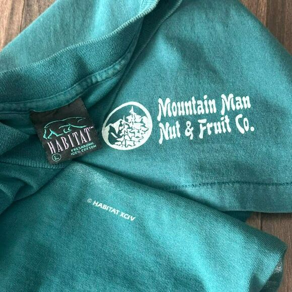 Vtg 1994 Otters Habitat Graphic Wraparound Teal Shirt Men's Large Single Stitch - Picture 5 of 7